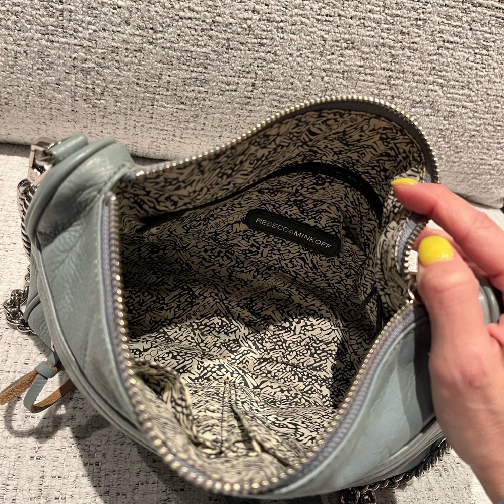 REBECCA MINKOFF MAC large bag teal blue crossbody purse EUC removable strap - Picture 7 of 16